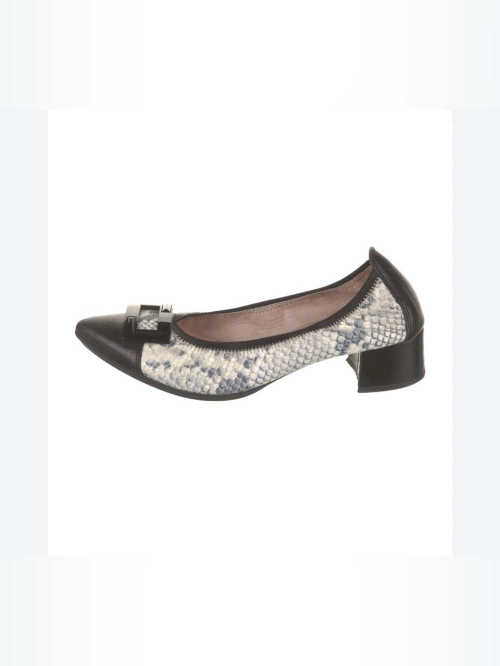 Hispanitas Oporto Python Leather Low Block Heel Ballerina Shoes Black Grey 42 11